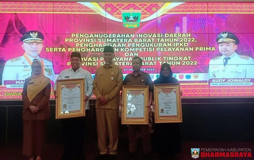 DHARMASRAYA PERINGKAT 2 KABUPATEN TERINOVATIF DALAM AJANG PENGHARGAAN INOVASI DAERAH TAHUN 2022 TINGKAT PROVINSI SUMATERA BARAT